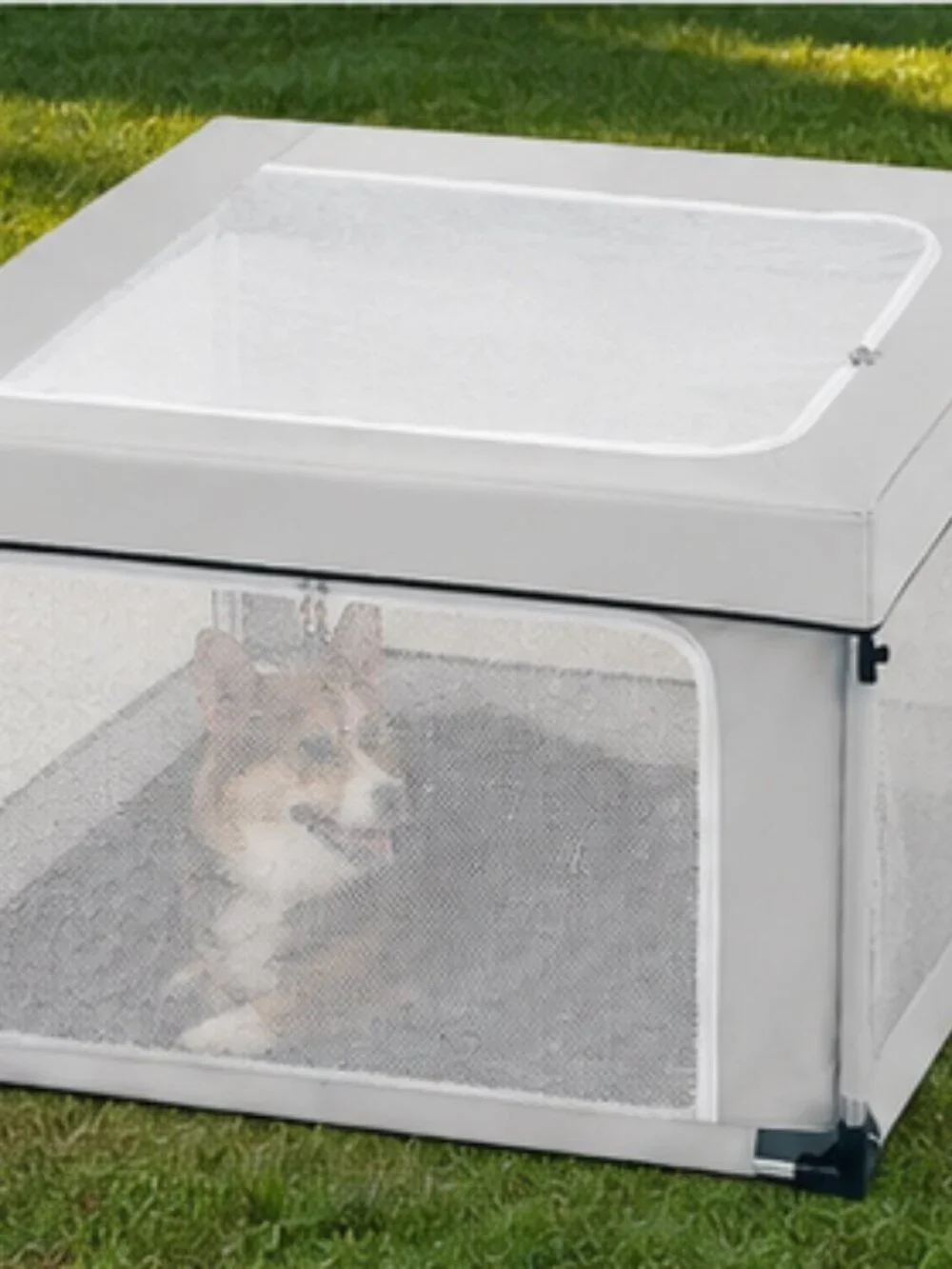 EHEYCIGA 42x42x26 Pet Playpen with Top Cover for Dogs & Cats, Sliver Grey